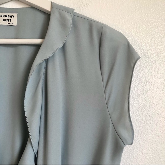Aritzia Sunday Best Savoy Light Blue Ruffle Flounce Wrap Dress Size 4 - Picture 3 of 12